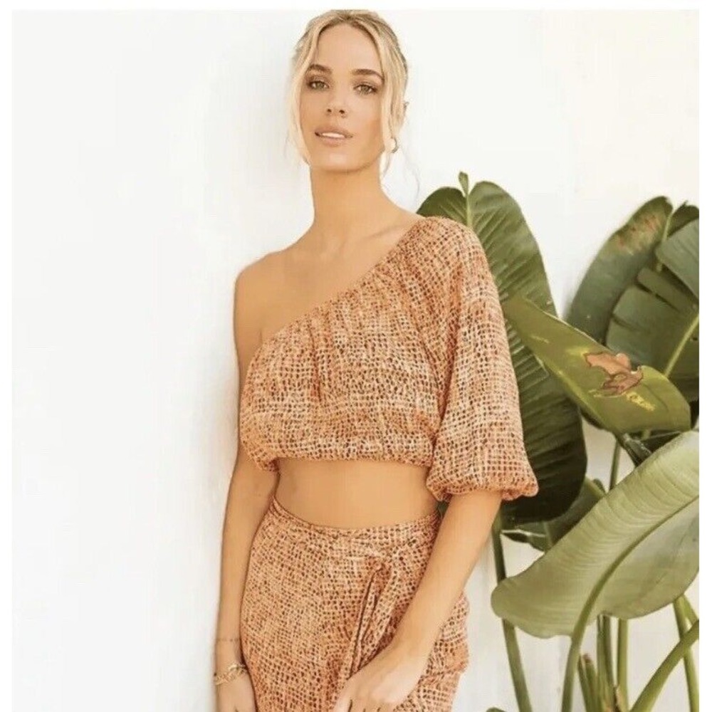 L Space Crop Top Womens Asymmetrical Nia Club Kids Coconut Girl Vibrant Sz Small